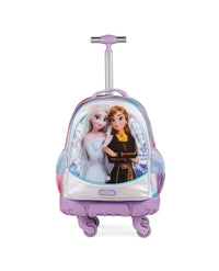 Mochila com 4 Rodinhas Infantil Feminina Frozen Azul Claro