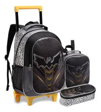 Kit Mochila Rodinhas Lancheira Menino Masculina Infantil Estojo Batman Morcego Denlex