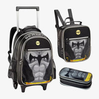 Kit Mochila Batman de Rodinha com Lancheira e Estojo Escolar
