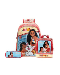 Kit Mochila + Lancheira Térmica + Estojo Feminino Disney Moana Rosa