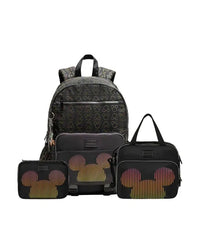 Kit Mochila + Lancheira + Estojo Feminino Juvenil Mickey Preta